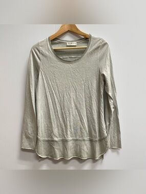 HENRY CHRIST GRAY SCOOP NECK COTTON BLEND LUXURIOUS LONG SLEEVE SHIRT SZ MEDIUM
